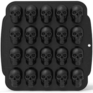 20-Cavity Large 3D Skull Silicone Mold - BPA-Free Kitchen & Bar Utensil, 2.36 In x 1.40 In, for Halloween Crafting, Chocolate, Resin