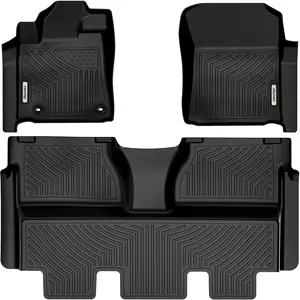 OEDRO Floor Mats Compatible with Toyota Tundra CrewMax Cab 2014-2021, Custom Fit Front & 2nd Row Liner Set (with Coverage Under 2nd Row Seat), Black TPE All-Weather Guard Car Interior Sustainability tpe all-weather floor liner car mat Automotive Vehicle