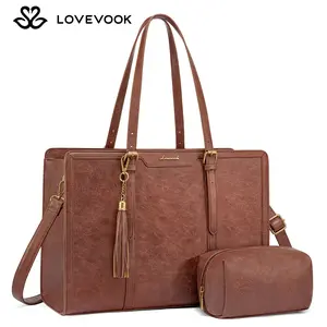 [For LOVEVOOK LIVE] LOVEVOOK Canvas, vintage leather, embossed Laptop Tote Bag