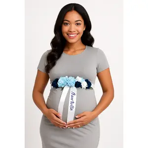 Blue Floral "Mom To Be" Bump Sash for Baby Shower