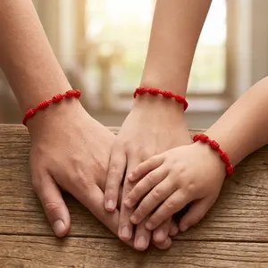 7-Knot Lucky Bracelet – Hand-Woven Adjustable Friendship & Couples Bracelet, Simple Unique Charm Jewelry for Men, Women & Gift Red Cord