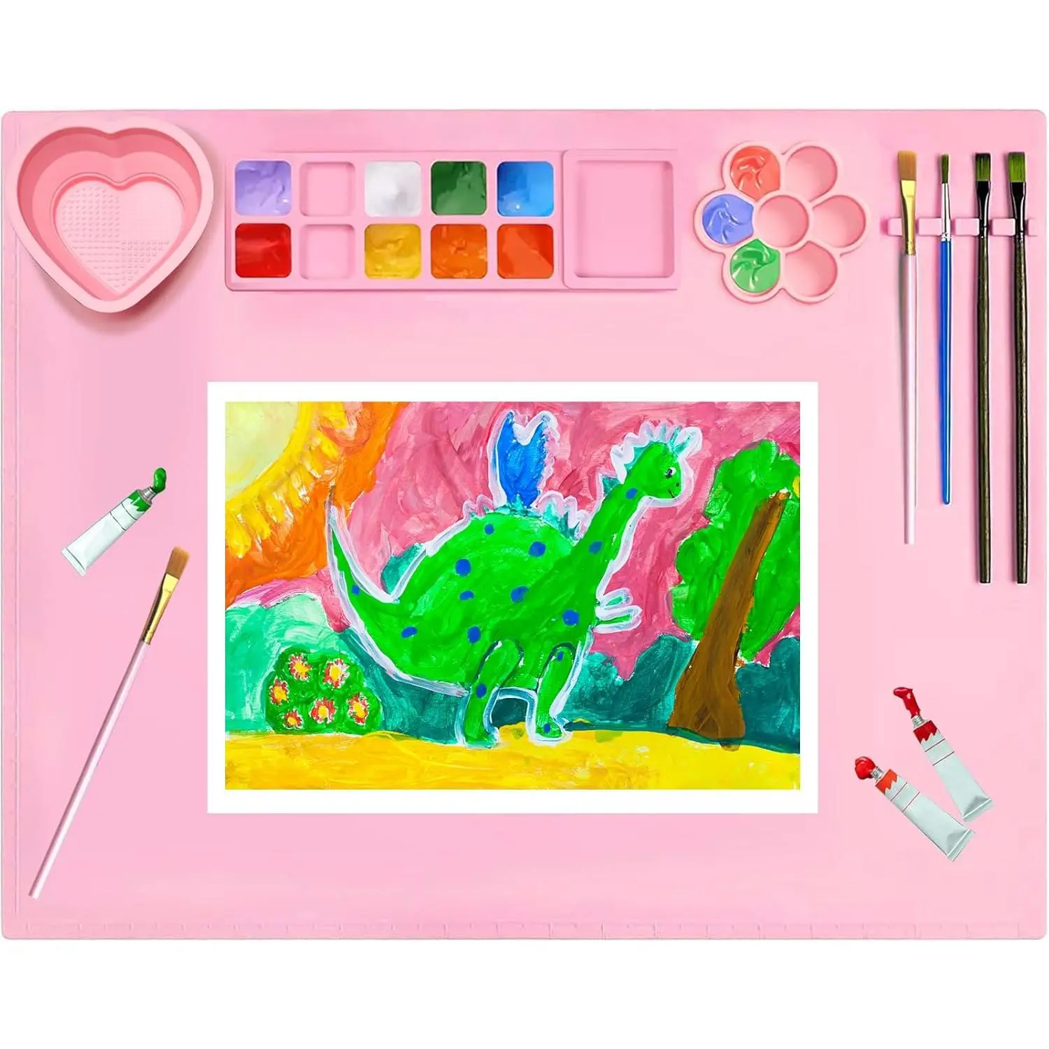 Painting Mat,20"X16"Large  Art mat, Art Mat with Cup, Easy Clean up, Protects Surfaces Perfectly. for , Color, Play with Clay/Play Dough.()