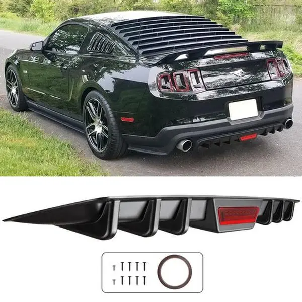 For Ford Mustang GT 2005-2008 Rear Lower Bumper Diffuser Shark Fins Spoiler Lip（Please note: this is a reflective strip, not an actual light.）