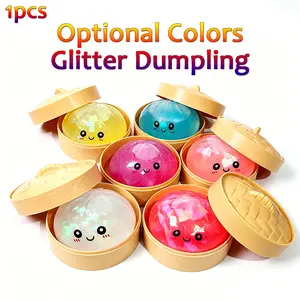 Glitter Dumpling Squishy with Box, Soft Fidget Sensory Toy Stress Relief Decompression Squeeze Dough