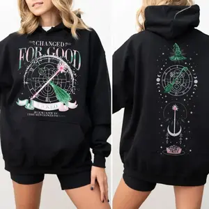 Wicked Changed For Good Shirt 2 Sided, Pink And Green Witch Hoodie, The Musical Sweatshirt, Broomstick Magic Wand Movie Theater Fan Gifts, Girls Will Be Girls, Unisex Sweater Pullover Tee