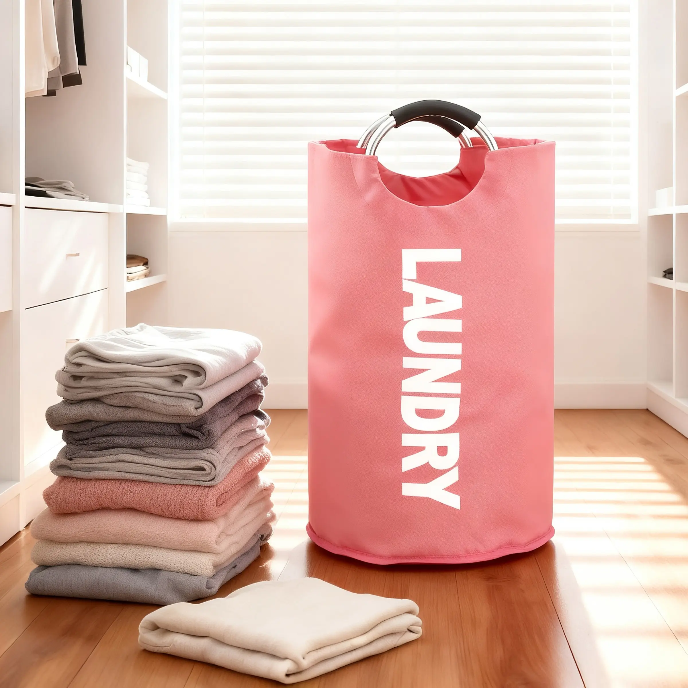 Foldable Oxford Fabric Laundry Basket, Folding Laundry Basket, Large Capacity Laundry Organizer for Bathroom Storage, Durable & Space-Saving Design