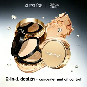 【C】SHESHINE NOVO-Cushion BB + Compact Powder 2-in-1 Foundation with SPF 35+ Sun Protection and Hyaluronic Acid for Radiant Skin and Shine Control in 30 Seconds SHESHINE2002