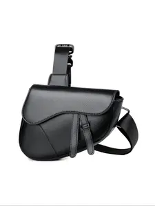 Men's Business Solid Color Crossbody Bag, Fashionable PU Leather Zipper Shoulder Bag for Daily Used, Casual Trendy Versatile High-quality Daily Commuting Bag