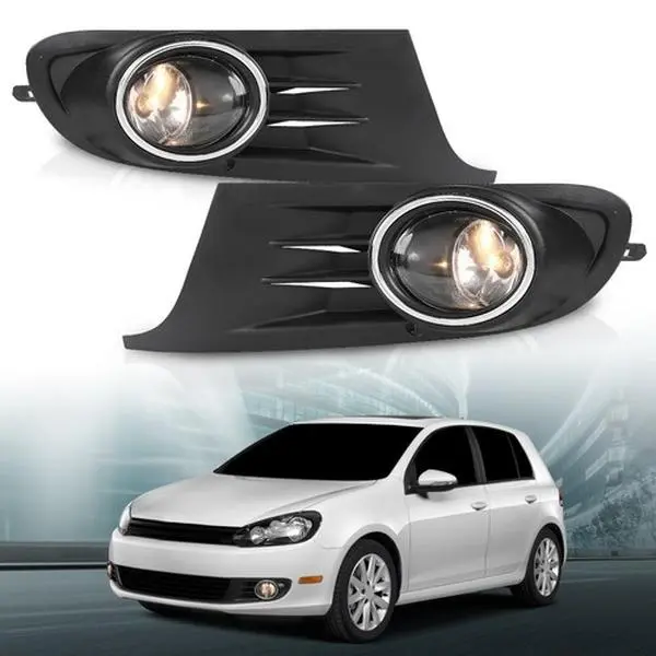 Fog Lights Driving Lamps+Bezel Fit For 10-14 VW MK6 Golf/TDI Jetta Sportwagen