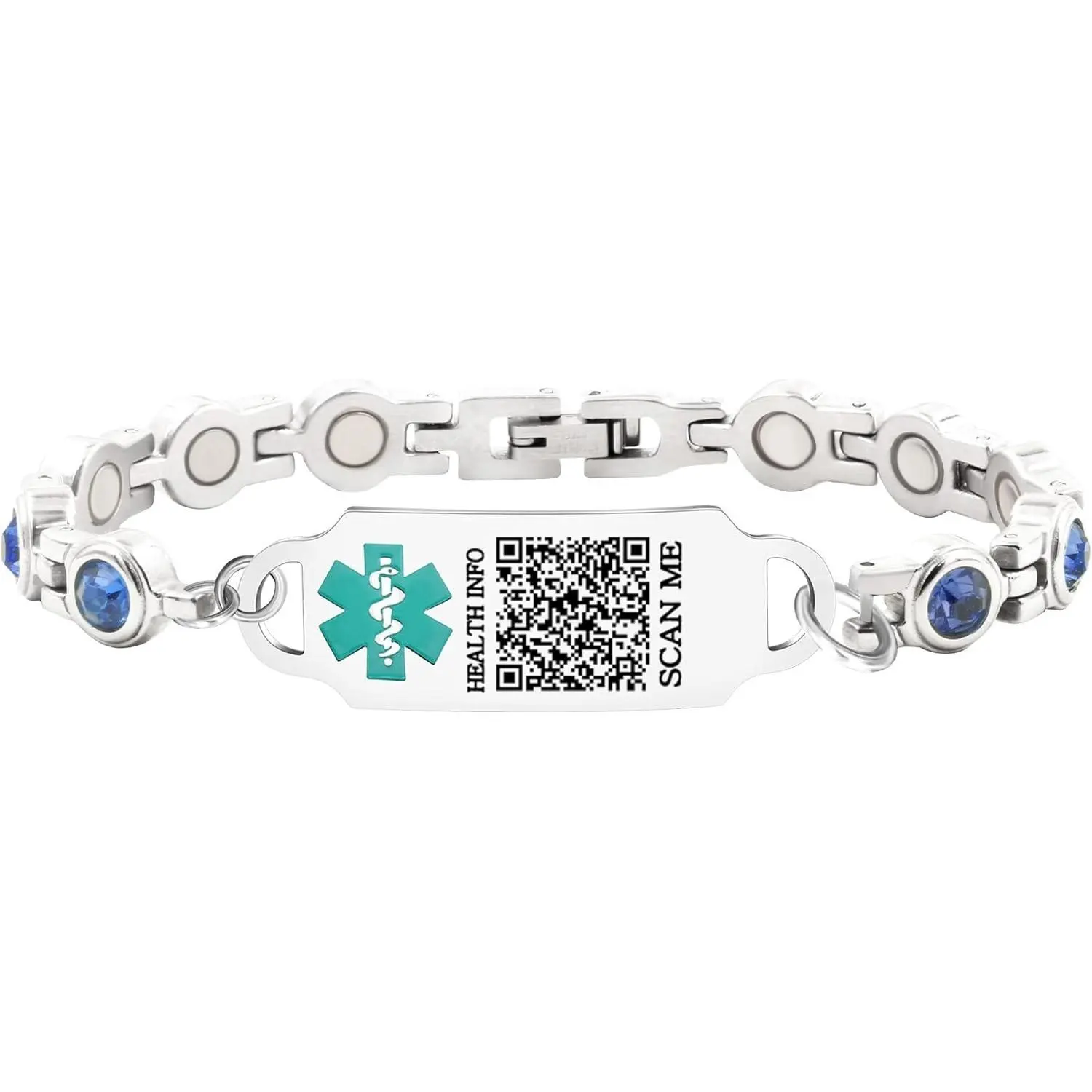 Medical Alert Bracelet for Men Women, Stainless Steel Medical ID Bracelet with Dynamic QR Code or Laser Engraved Medical Condition Options, Adjustable Link Emergency Health Information Bracelet with Removal Tool