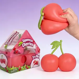 Giant sweet cherry stress-relieving toy, 5.5-inch soft fruit shape, extra-large cheese stress-relieving toy, squeezeable stress-relieving ball, tactile sensory toy.