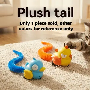 Cartoon Cat Toy with Pull Chain, Realistic Chicken Duck Plush Tail Caterpillar, Interactive Pet Supplies for Cats, Fun and Educational
