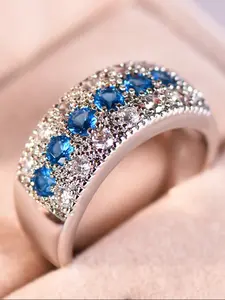 Exquisite infinite ring with stackable design, artificial gemstones, bride engagement ring, wedding promise rings, wedding anniversary and Valentine's Day gift, Stackable Finger Rings