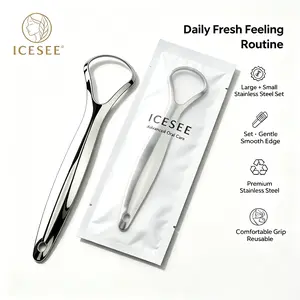 ICESEE Stainless Steel Tongue Scraper Cleaner Set, Tongue Scraper for Adults, U Shaped Tongue Cleaner for Fresher Breath, Oral Hygiene Care Tools,Mouth Guard, Tongue Scraping Tool,Hygiene Products, Oral Hygiene Kit, Durable, Tongue Cleaning Kit