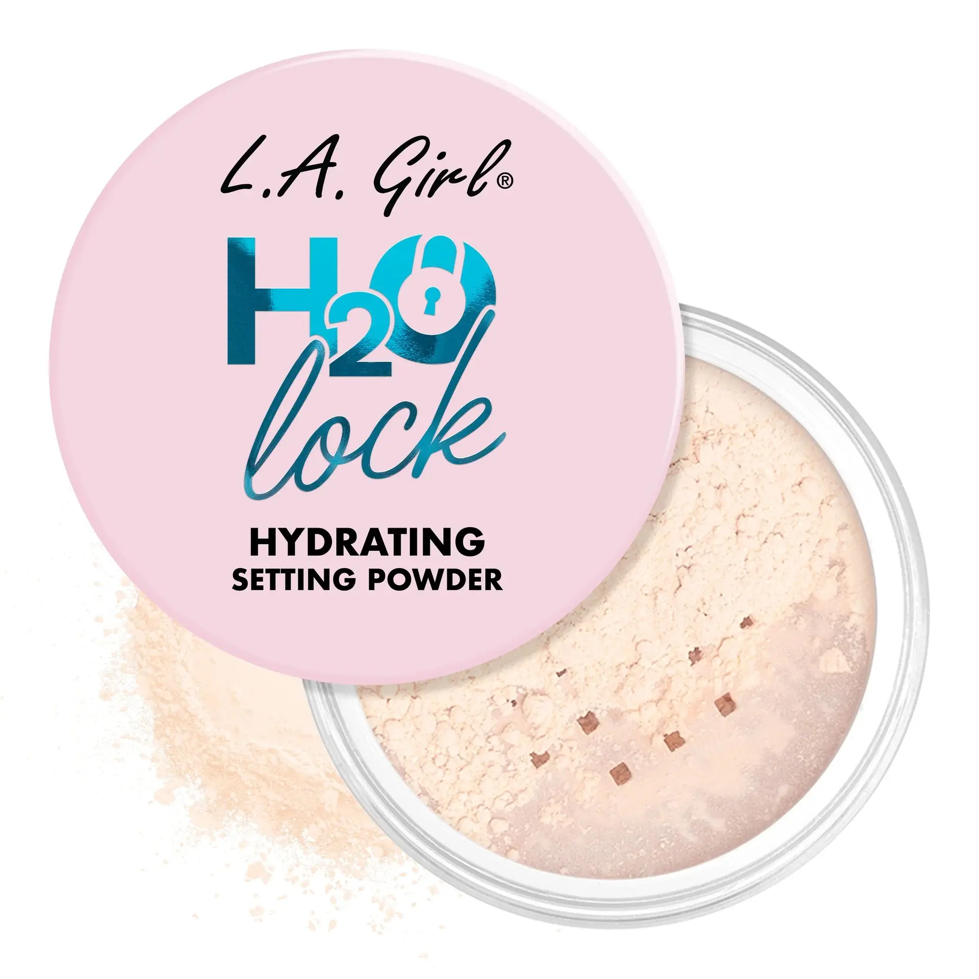L.A. Girl H2O Lock Hydrating Translucent Setting Powder - Lightweight & Hydrating Formula with Glycerin for Soft-Focus Finish & Long-Lasting Makeup - Brush