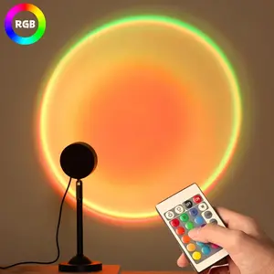 Sunset Projector Night Light, RGB Color Changing LED Night Light with Remote Control, USB Powered Decorative Sunset Ambient Lamp for Bedroom, Adjustable Atmosphere Light