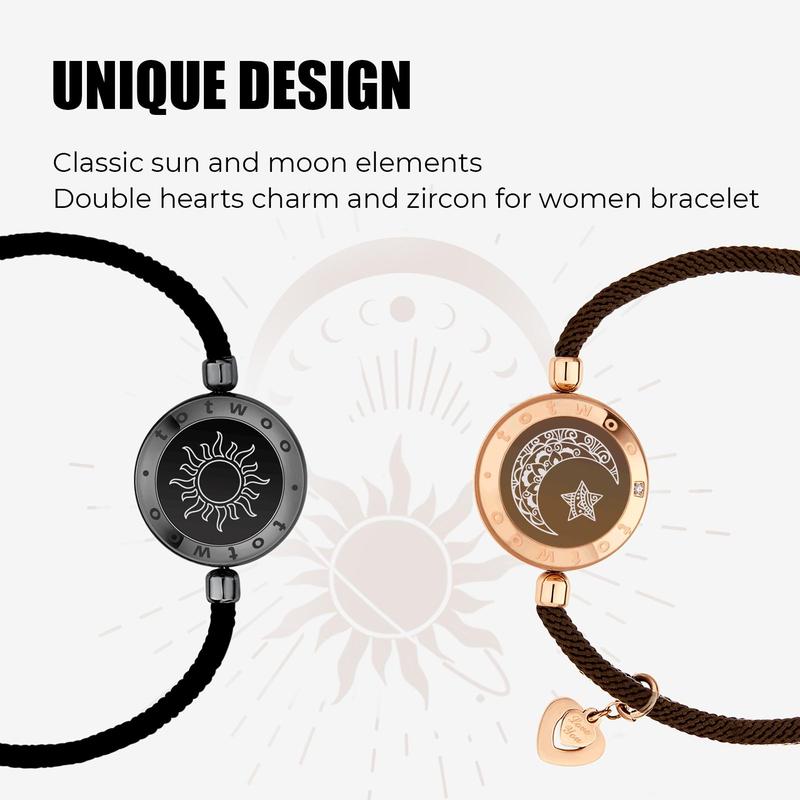 【emotional smart jewelry】totwoo Long Distance Touch Bracelets with Sun&Moon Functional Love Connect Gift For Boyfriend or Girlfriend or your Family