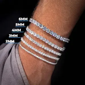Moissanite Tennis Bracelet Original S925 Sterling Silver Plated  Iced Bracelets for Women Man