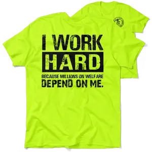 Welfare - Men's Hi Visibility Safety Yellow Work Stylish T-Shirt Jersey Men's 30-Day Guarantee Cotton/Poly Blend | Graphic tees Apparel Tshirt