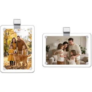 2 Pack Magnetic Car Visor Photo Holder – Personalized Acrylic Clip for Family, Pets, Travel Pictures – Easy Snap-On Car Accessory for Sun Visor (2 Pack)