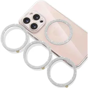Universal Metal Rings Compatible with Magsafe Sticker for  Phone Cases &  ,   Mount/Phone Holder Conversion Kit, 4 Pack Glitter