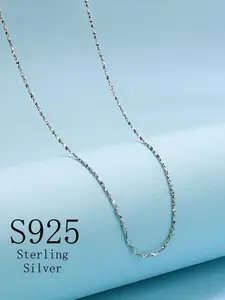 S925 Sterling Silver Simple Style Necklace, Minimalist Pendant Necklace, Fashion Jewelry for Party, Daily Clothing Decor, Trendy All-match & Exquisite Jewelry for Birthday Gift
