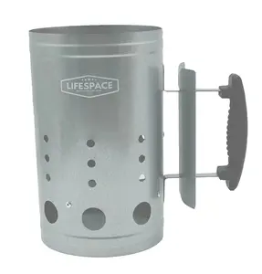 Lifespace Galvanized Steel Charcoal Chimney Starter with Handles - Portable, Quick, Safe BBQ Grill Tool