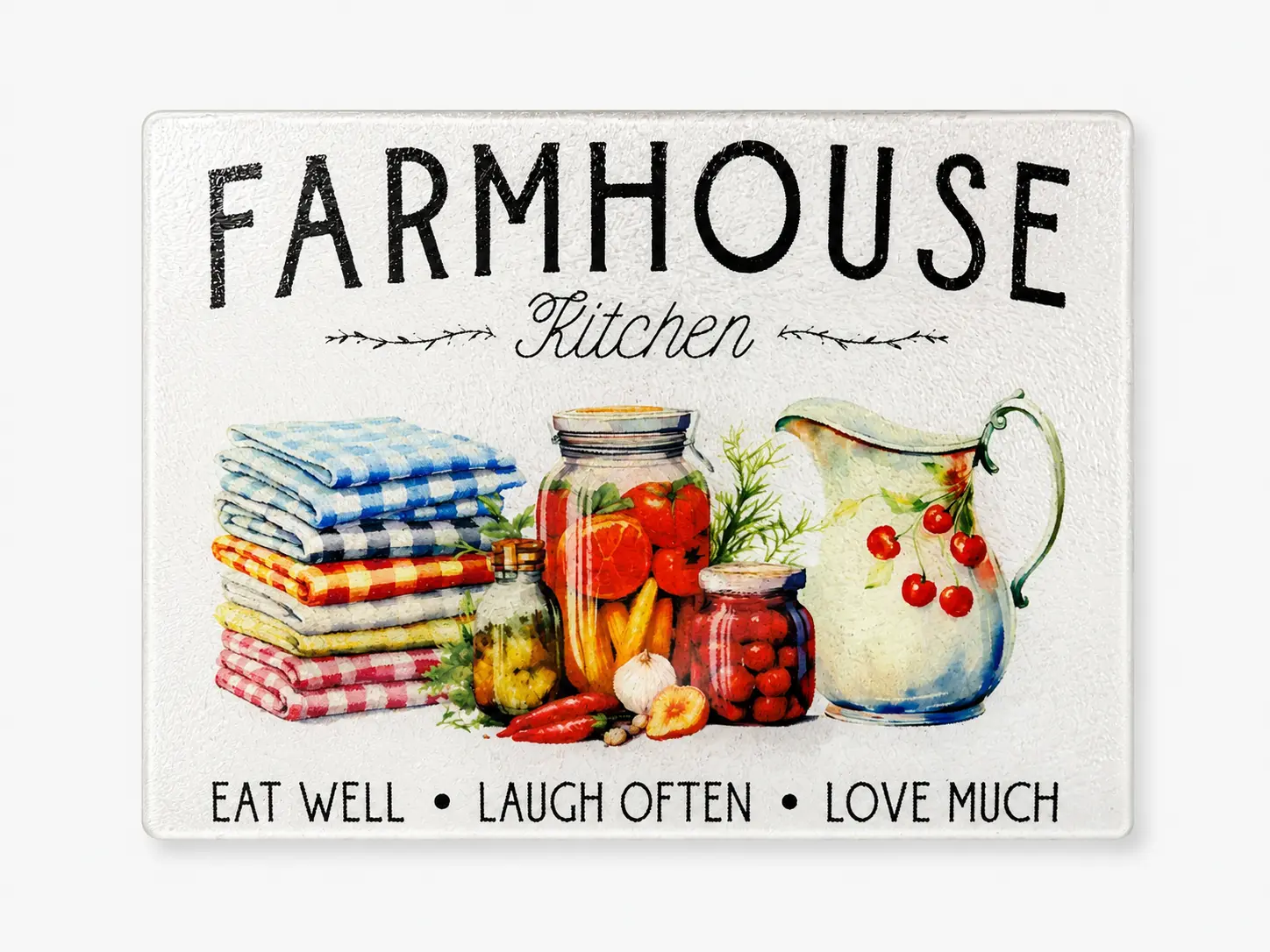 Farmhouse Kitchen Glass Cutting Board | Rustic Kitchen Decor | Sublimation Serving Board | Housewarming Gift