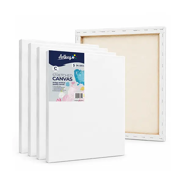 Stretched Canvases for Painting 16x20 Inch 5-Pack, 10 oz Triple Primed Acid-Free 100% Cotton Blank Canvas, Rectangular Canvas for Oil Paint Acrylics Pouring & Wet Art Media, Pour Painting
