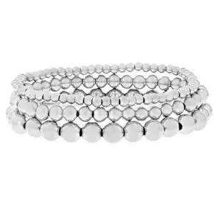 JTV Stainless Steel 4-8mm Beaded Bracelet Set of 3