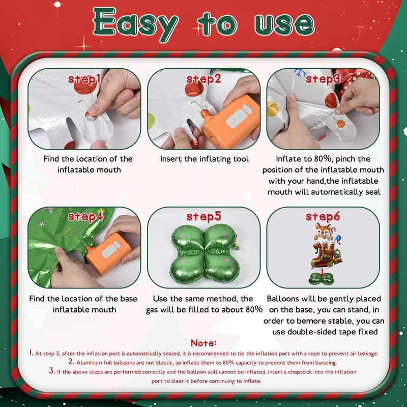 YoungSa 6PCS Inflatable Christmas Balloons,Large Size 3D Standing Foil Balloon Set,Santa Claus,Christmas Tree,Xmas Socks,Xmas House,Snowman,Bell Gift Box,Indoor and Outdoor christmas decorations,for Xmas New Year Decorations,Xmas Party Supplies Photo Prop