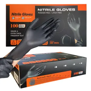 NPET Heavy Duty 4 Mil Black Nitrile Gloves - Disposable, Latex & Powder Free | Mechanic, Food Prep & Tattoo | Rubber Gloves for Cooking, Cleaning & Household |Pack of 100/200/300/500/1000