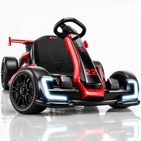 Hikole Electric Drift Go-Kart for Ages 6-12 (Up to 14Yrs) – Toys for Boys, Teen Boy Gifts Outdoors, 24V 10AH 300*2W Dual Motor Ride-On, 130LBS Capacity, Iron Frame, Real EVA Tires, 4-Position Adjustable Seat, 8.5MPH Top Speed, BT/FM/USB Music,familyfun