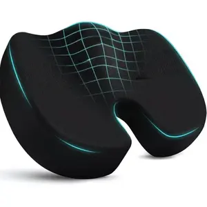 Seat Cushion for Office Chair Memory Foam Non-Slip Cushion Back, Relief Chair Pad, Butt Pillow for Office Chair, Car, Computer Desk, Black