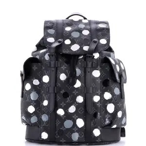 Pre-owned Louis Vuitton Canvas Coated Backpacks Christopher Backpack Yayoi Kusama Painted Dots Monogram Eclipse Canvas MM by Rebag