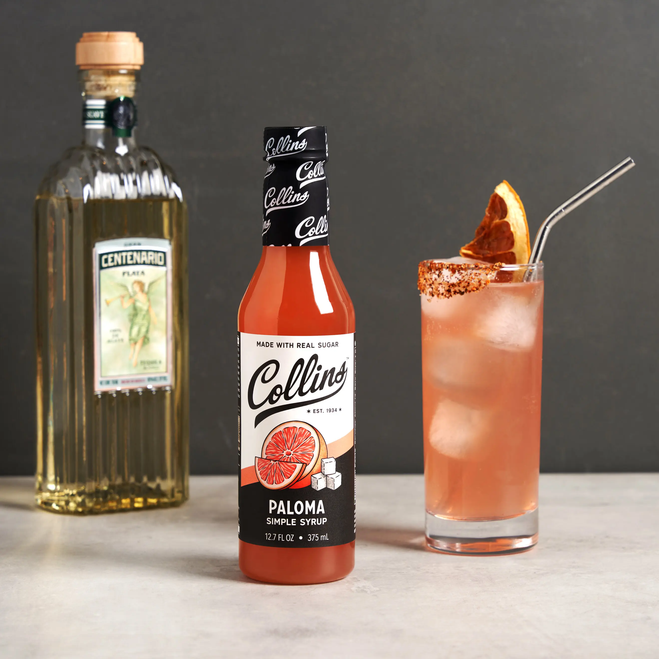 Paloma Simple Syrup 12.7 fl oz - Made with Real Grapefruit Juice for Cocktails, Mocktails & Flavored Lemonades, Perfect for BBQs, Pool Parties, Tart Meets Sweet