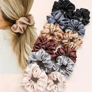 16 Pcs Satin Scrunchies for Women, Ultra-Soft Elastic Hair Ties with Bowknot, Solid Color Hair Bands for Ponytails, Buns, Everyday Use, Hair Accessory Set