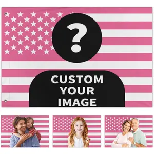 Custom Pink American Flag 3x5 Ft, Personalized Funny Flags Design Your Image Logo Photo Text Customized Flag Tapestry for Bedroom Room Dorm Concerts Outdoor Garden Decor