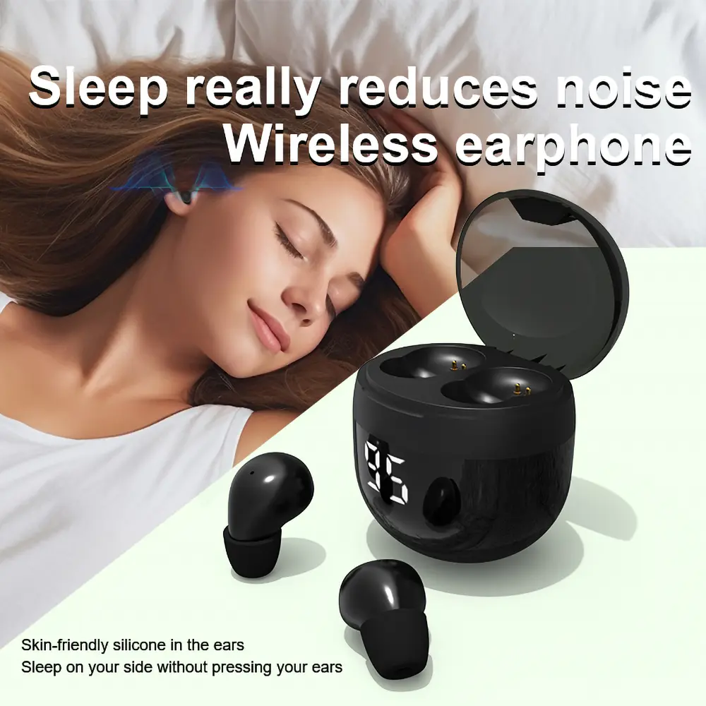 Stylish Hidden Wireless Sleep Earbuds, Ultra Mini Invisible Headphone, Touch Control TWS Headphones IPX5 Waterproof HiFi Stereo HD Call Comfort Earphones for Side Sleepers Travel Workout Daily Use