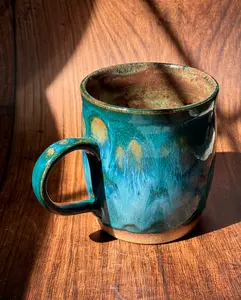 Teal Drip Handmade Ceramic Mug (Stoneware)