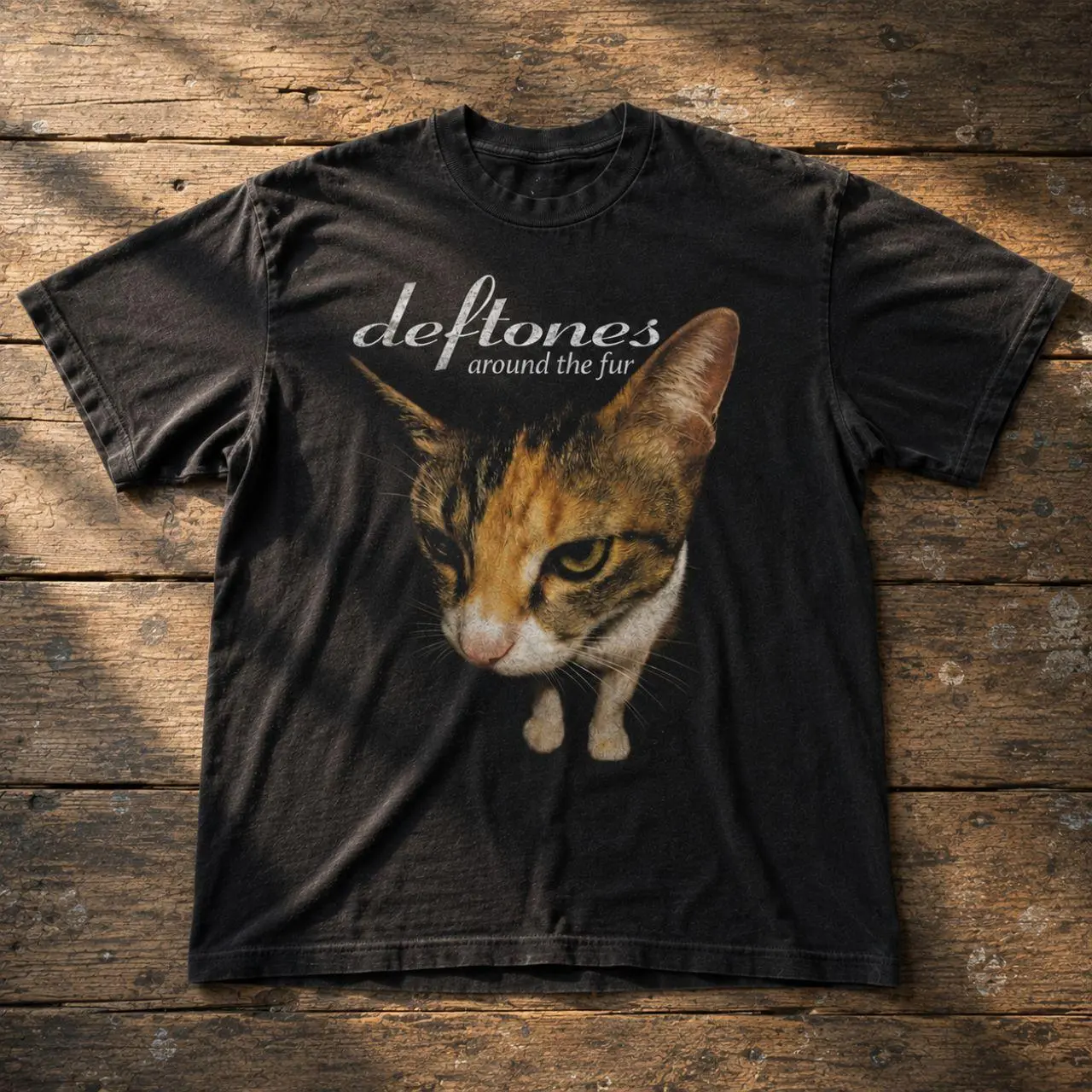 Deftones Around The Fur Shirt, Retro Style Cat Graphic T-Shirt Classic Unisex