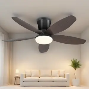 Kviflon Surtime 48" Ceiling Fan with Lights - Low Profile Flush Mount, DC Reversible, LED Dimmable, Remote & APP Control, Smart Memory, Black Finish for Bedroom & Outdoor Patio | 6666