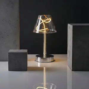 Modern Artistic Filament Table Lamp, Warm Ambient Desk Light with Sculptural Glowing Filament Design, Minimalist Mood Lamp for Bedroom, Living Room, Office & Coffee Bar Décor