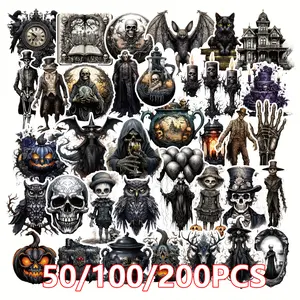 50/100/200PCS Halloween Dark Series Stickers Gothic Graffiti Decals Junk Journal Skateboard Notebook Phone Laptop Party Decoration