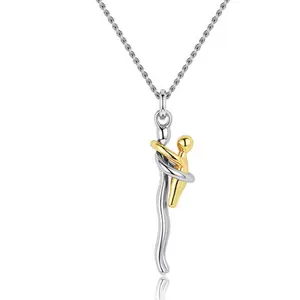 Mother and Child Hug Necklace - Gold and Silver Pendant with Durable Chain