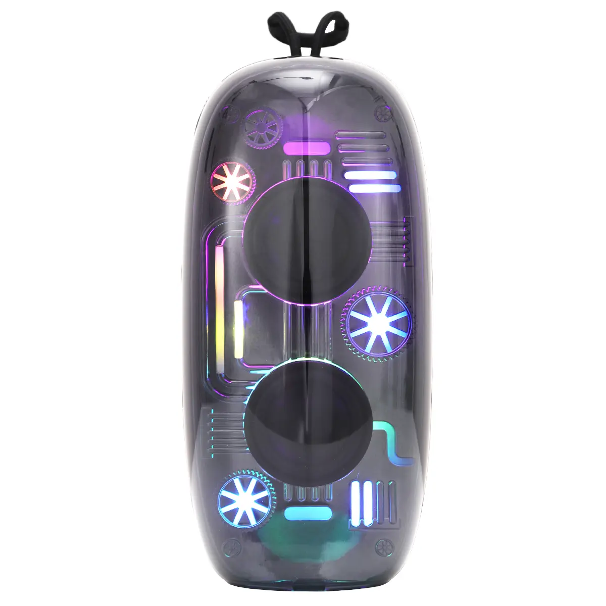 Multifunctional Bluetooth Stereo Pairing Speaker - Dual 2" Mechanical Industrial Style, Rechargeable Portable Transparent Cyber Case Audio with Colorful LED Lights for Parties, Multifunctional Wireless Speaker,back to school,back to school haul