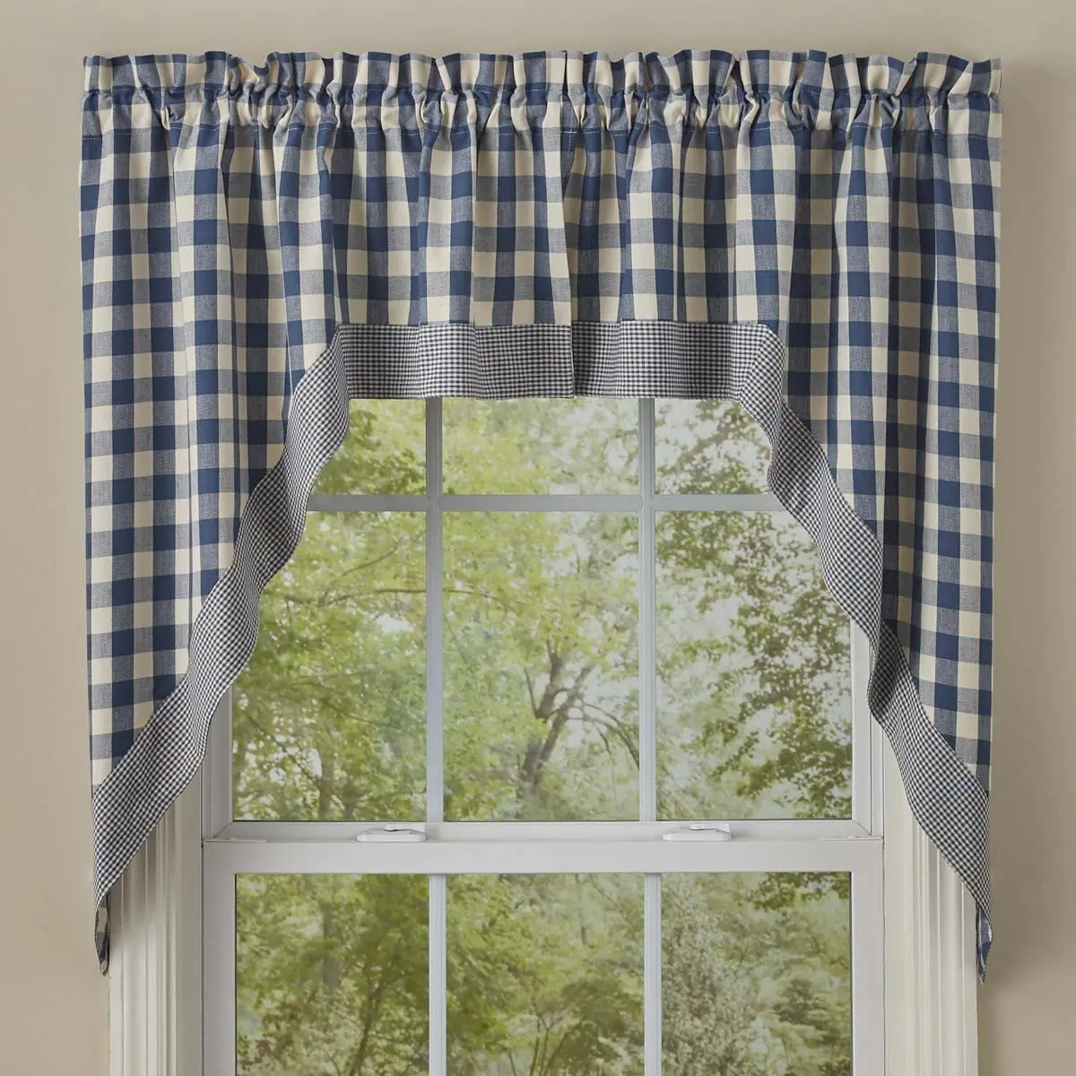 Gingham Country Blue Swags