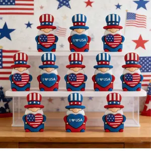 Watayo 30 Pcs 4th of July Mini Gnome Ornaments, Miniature Independence Day Patriotic Gnomes Decoration, Memorial Day Decor Stars and Stripes Gnomes Figurines for Party Gifts Home Table Decorations