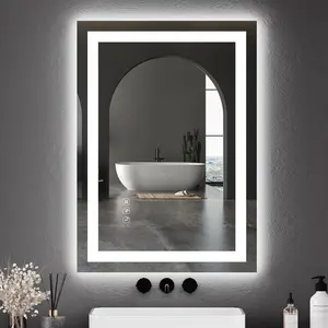20x28 LED Bathroom Vanity Mirror with Light, Anti-Fog, Backlit + Front Lit, Memory Function, Shatterproof Tempered Glass, Smart Wall-Mount Makeup Mirror