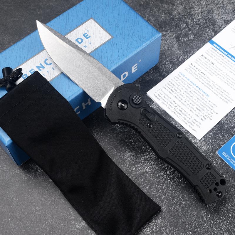 BM9070 CLA Utility Button Lock Folding KnifeD2 Steel Battlewash BladeBladeNon-slip Nylon Fiber HandleMultifunctional Utility Tool for OutdoorFishing Camping EDC Tool, EDC Sharp Folding Knife